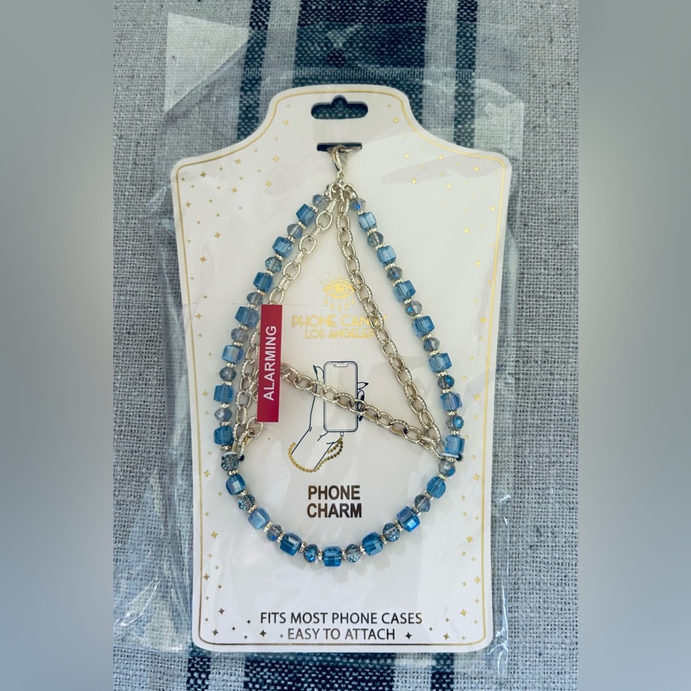 Blue Crystal Beaded Phone Charm